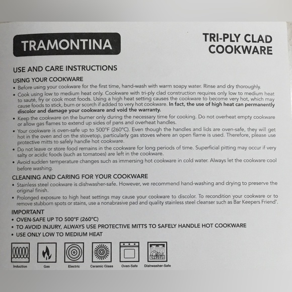 Tramontina 12 inch Fry Pan Tri-Ply Clad Stainless Steel - Picture 6 of 6